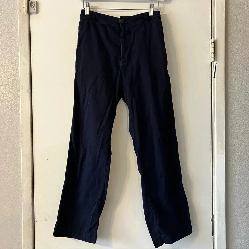 Xirena Navy Blue Thatcher Pants Button Fly Straight Leg Relaxed XS Boyfriend